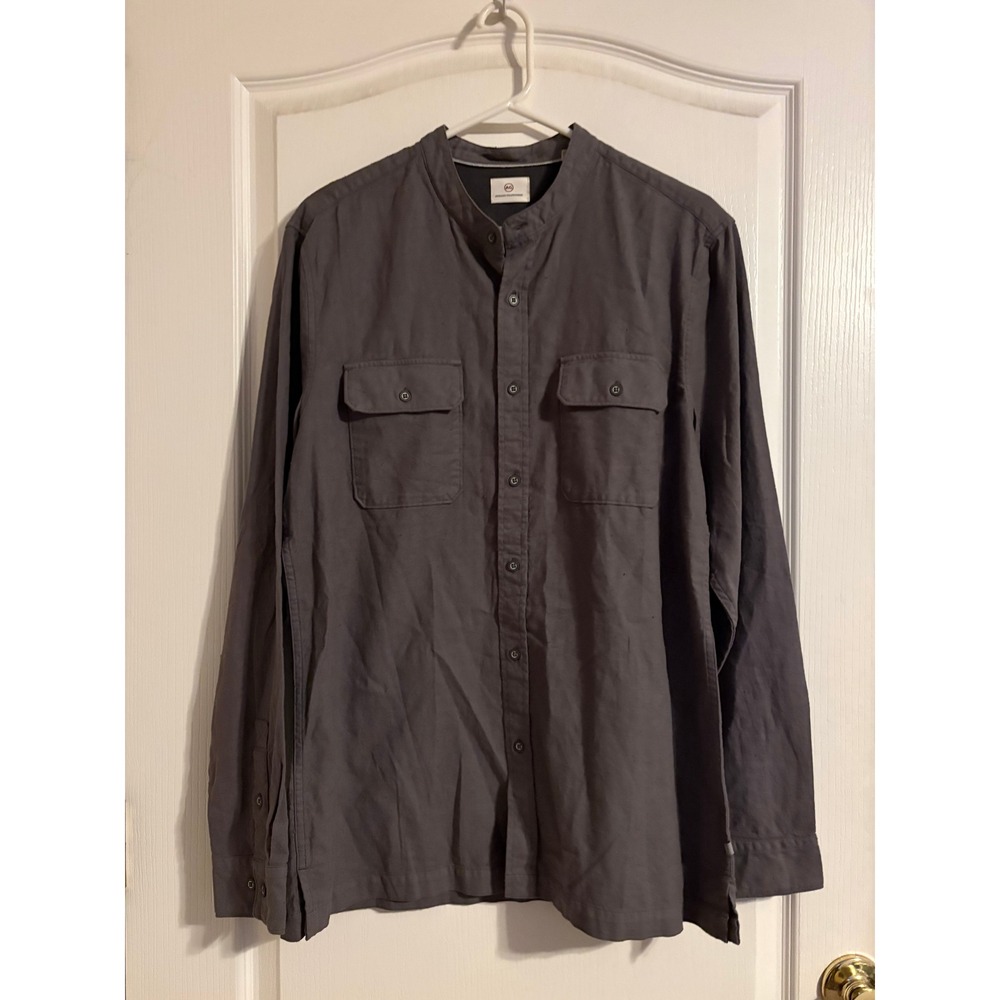 AG Adriano Goldschmied Shirt Mens Medium Gray Band Collar Utility Button Up